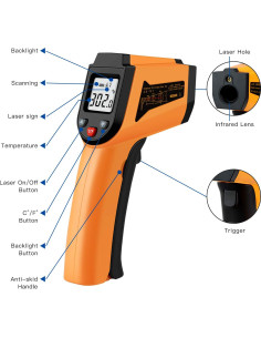 Termómetro Infrarrojo Digital PWWDADA GM400 -50C a 400C 2