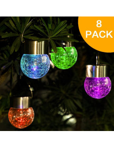 Luces Solares Colgantes SUNWIND - 8 Bolas de Vidrio Multicolor 2