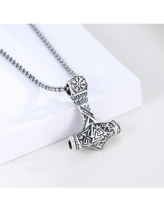 Collar Martillo de Thor Vikingo 925 Plata Esterlina con Cadena 55.88 cm 2