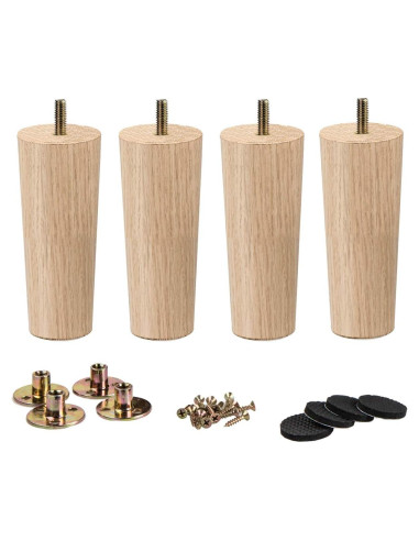 Patas de Madera Sólida La Vane 30cm Cónicas Juego de 4