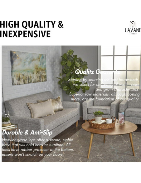 Patas de Madera Sólida La Vane 30cm Cónicas Juego de 4