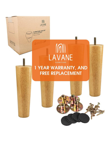 Patas de Madera Sólida La Vane 30cm Cónicas Juego de 4