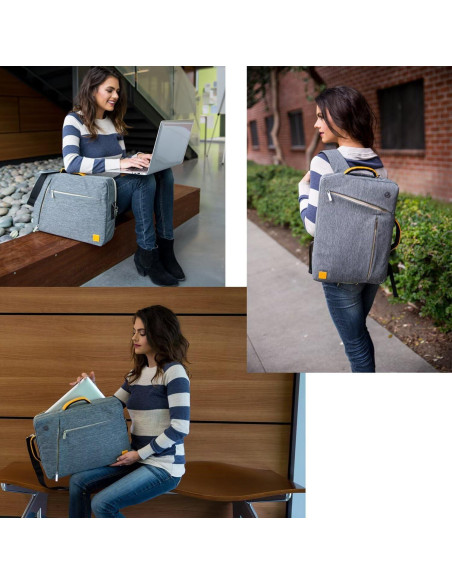 Bolsa para Laptop 14" ECCRIS Gris 3-en-1 Maletín Bandolera Mochila