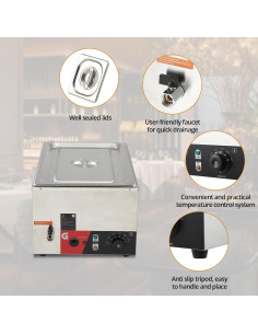 Calentador de Comida Eléctrico JustSmart 20QT Acero Inoxidable 1200W 2