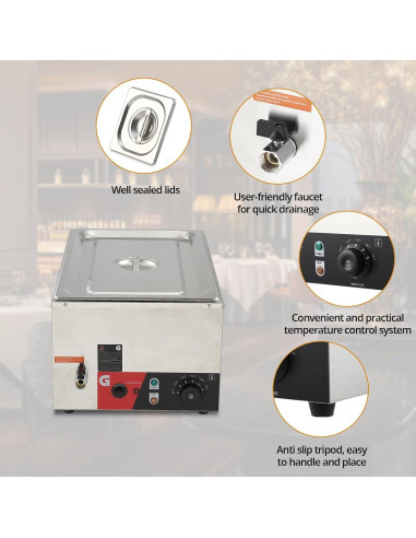 Calentador de Comida Eléctrico JustSmart 20QT Acero Inoxidable 1200W