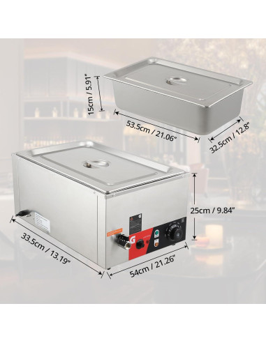 Calentador de Comida Eléctrico JustSmart 20QT Acero Inoxidable 1200W