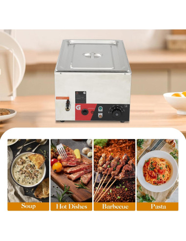 Calentador de Comida Eléctrico JustSmart 20QT Acero Inoxidable 1200W