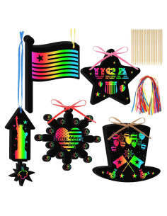 Kit de Manualidades Patrióticas WinnerWhy 60 Pcs Tarjetas Rascar