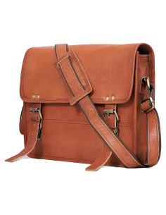 Bolsa de Mensajero de Cuero Genuino CUERO Mediana 35.5x27.9cm
