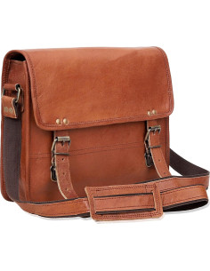 Bolsa de Mensajero de Cuero Genuino CUERO Mediana 35.5x27.9cm 2