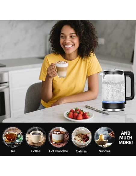 Hervidor eléctrico de vidrio QSLKING 1.8L 1500W con apagado automático