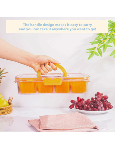 Contenedor Snackle Rosa FEIOOD - 8 Compartimentos Portátil