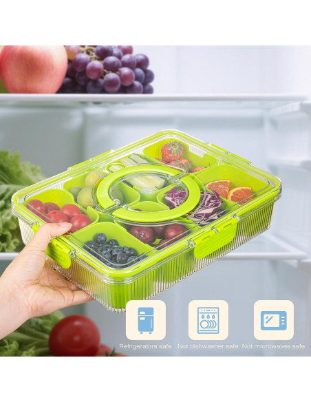 Contenedor Snackle Rosa FEIOOD - 8 Compartimentos Portátil