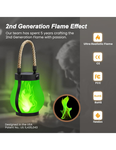 Linterna Solar Hompavo Gen2 Impermeable 2 Modos 2 Pzs Verde