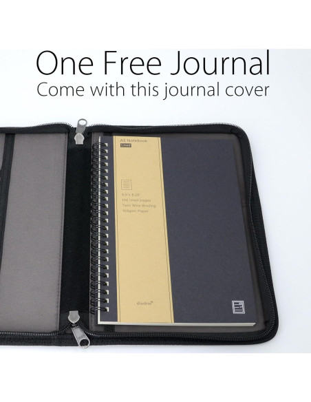 Cubierta de Cuaderno A5 Diodrio con Cremallera YKK Negra