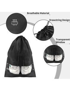Bolsas de Zapatos de Viaje Negras - 5 Piezas 32x44 cm 2