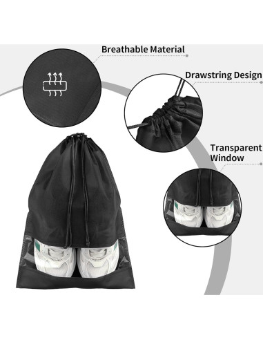 Bolsas de Zapatos de Viaje Negras - 5 Piezas 32x44 cm