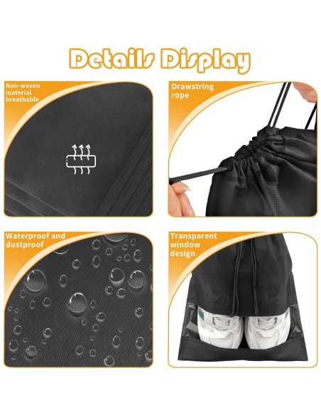 Bolsas de Zapatos de Viaje Negras - 5 Piezas 32x44 cm