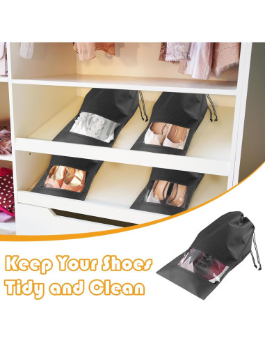 Bolsas de Zapatos de Viaje Negras - 5 Piezas 32x44 cm