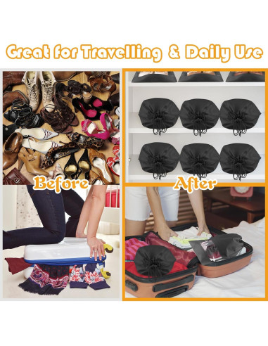 Bolsas de Zapatos de Viaje Negras - 5 Piezas 32x44 cm