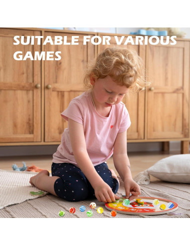 100 Canicas de Vidrio Lagincig - Mezcla 14mm y 16mm para Juegos