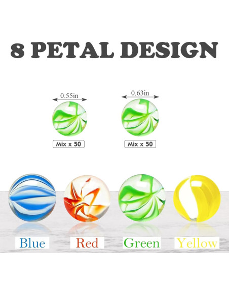 100 Canicas de Vidrio Lagincig - Mezcla 14mm y 16mm para Juegos