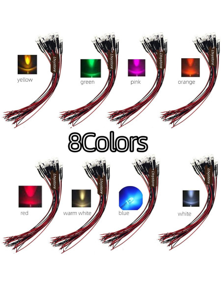 80 Piezas LED Pre Cableado 5MM Ltvystore 5V Colores Variados