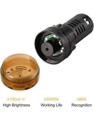Luz Indicadora LED Amarilla con Buzzer uxcell 24V 22mm