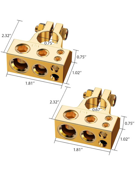 Conectores de Terminal de Batería COROTC 0/4/8/10 AWG Positivo Negativo