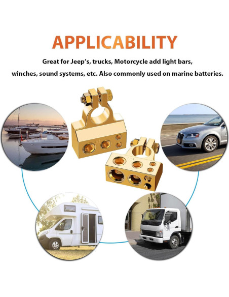 Conectores de Terminal de Batería COROTC 0/4/8/10 AWG Positivo Negativo