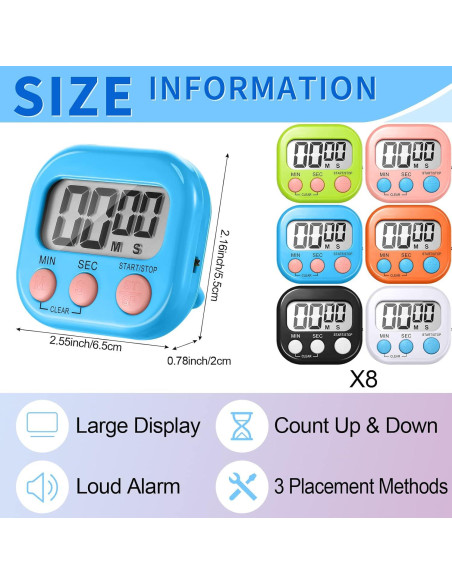 Temporizador Digital de Cocina Macarrie 48 Pcs LCD Magnético