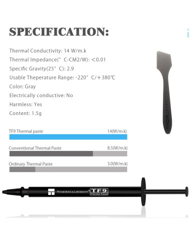 Pasta Térmica TF9 1.5g Thermalright - Alto Rendimiento 14W/m.k