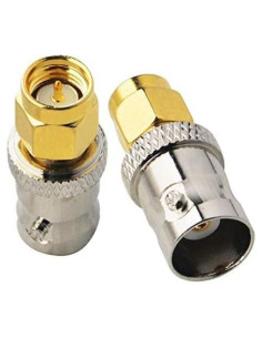 Adaptador Coaxial BNC Macho a SMA Hembra Boobrie - Paquete de 2