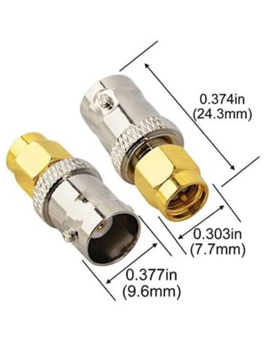 Adaptador Coaxial BNC Macho a SMA Hembra Boobrie - Paquete de 2