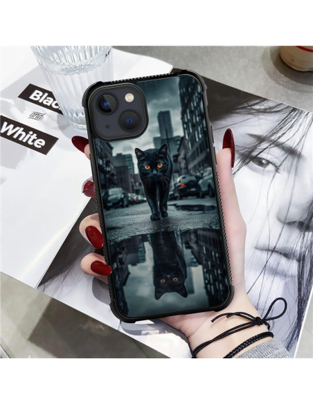 Funda Antichoque CARLOCA para iPhone 15 Gato Negro