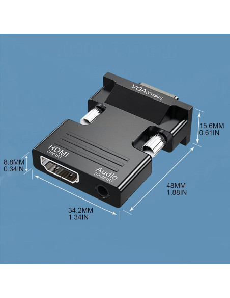 Adaptador VGA a HDMI CATSELURRY 1080p para PC y Proyector