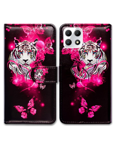 Funda de cuero Bcov para Revvl 7 5G con diseño mariposa