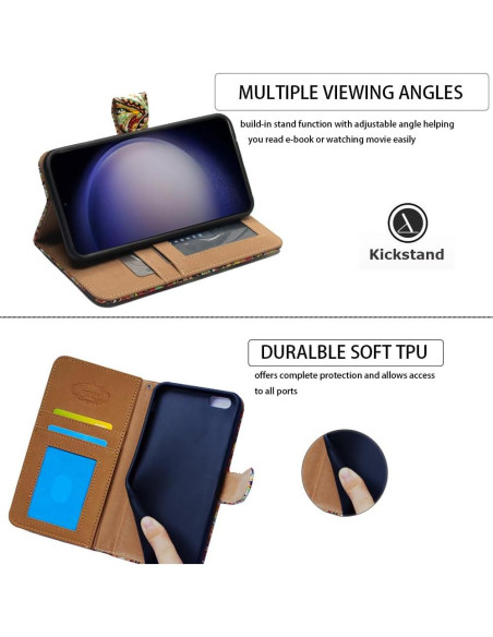 Funda de cuero Bcov para Revvl 7 5G con diseño mariposa