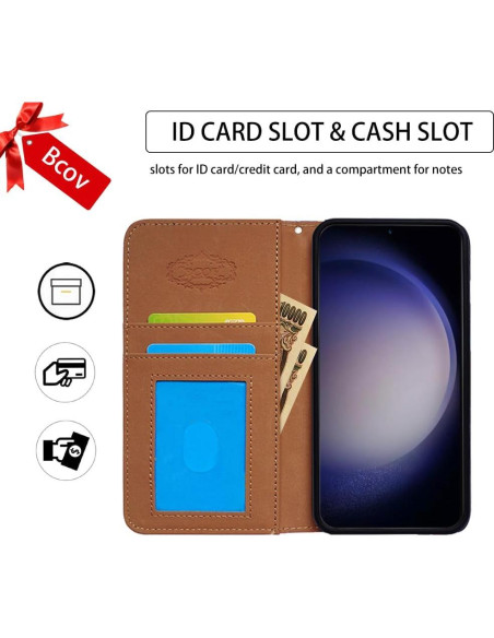 Funda de cuero Bcov para Revvl 7 5G con diseño mariposa