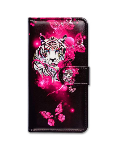 Funda de cuero Bcov para Revvl 7 5G con diseño mariposa