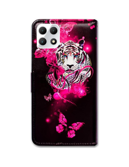 Funda de cuero Bcov para Revvl 7 5G con diseño mariposa