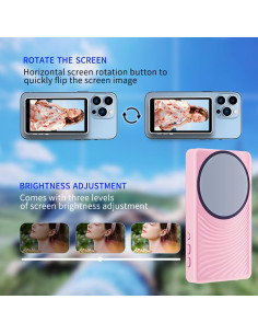Monitor de selfie TRGOOMO rosa con control remoto Bluetooth 4K 2