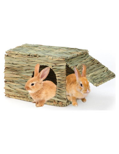 Casa de Hierba BWOGUE para Conejos y Animales Pequeños 30x20x23 cm