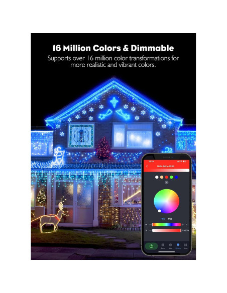 Luces de Hielo Inteligentes Brightown 10M 304 LED RGB para Exterior