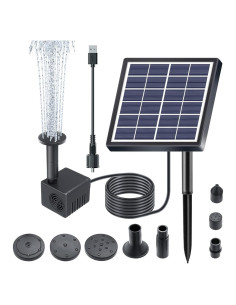 Fuente de Baño de Pájaros Solar Lewisia 1.5W con Bomba USB