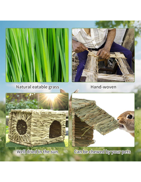 Casa de Hierba BWOGUE para Conejos y Animales Pequeños 30x20x23 cm