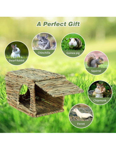 Casa de Hierba BWOGUE para Conejos y Animales Pequeños 30x20x23 cm