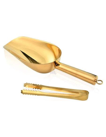 Juego de Cuchara y Pinzas para Hielo Akamino Dorado