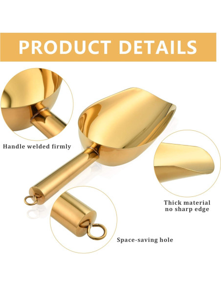 Juego de Cuchara y Pinzas para Hielo Akamino Dorado