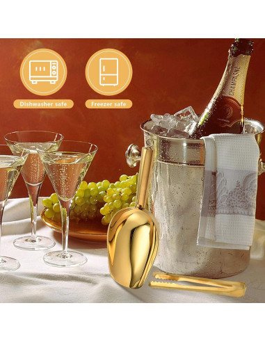 Juego de Cuchara y Pinzas para Hielo Akamino Dorado